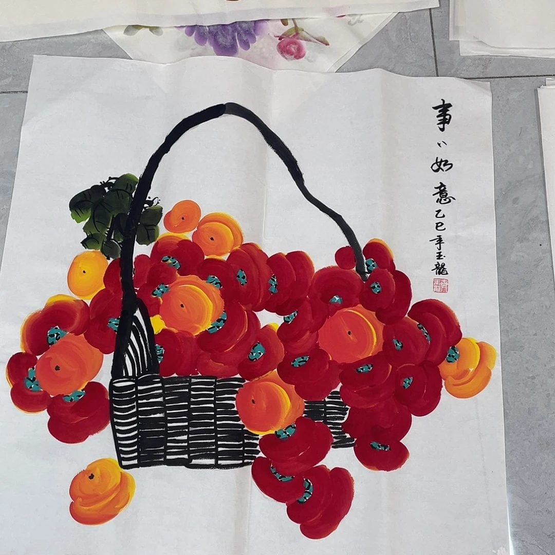 国画国画作品原稿70柿子