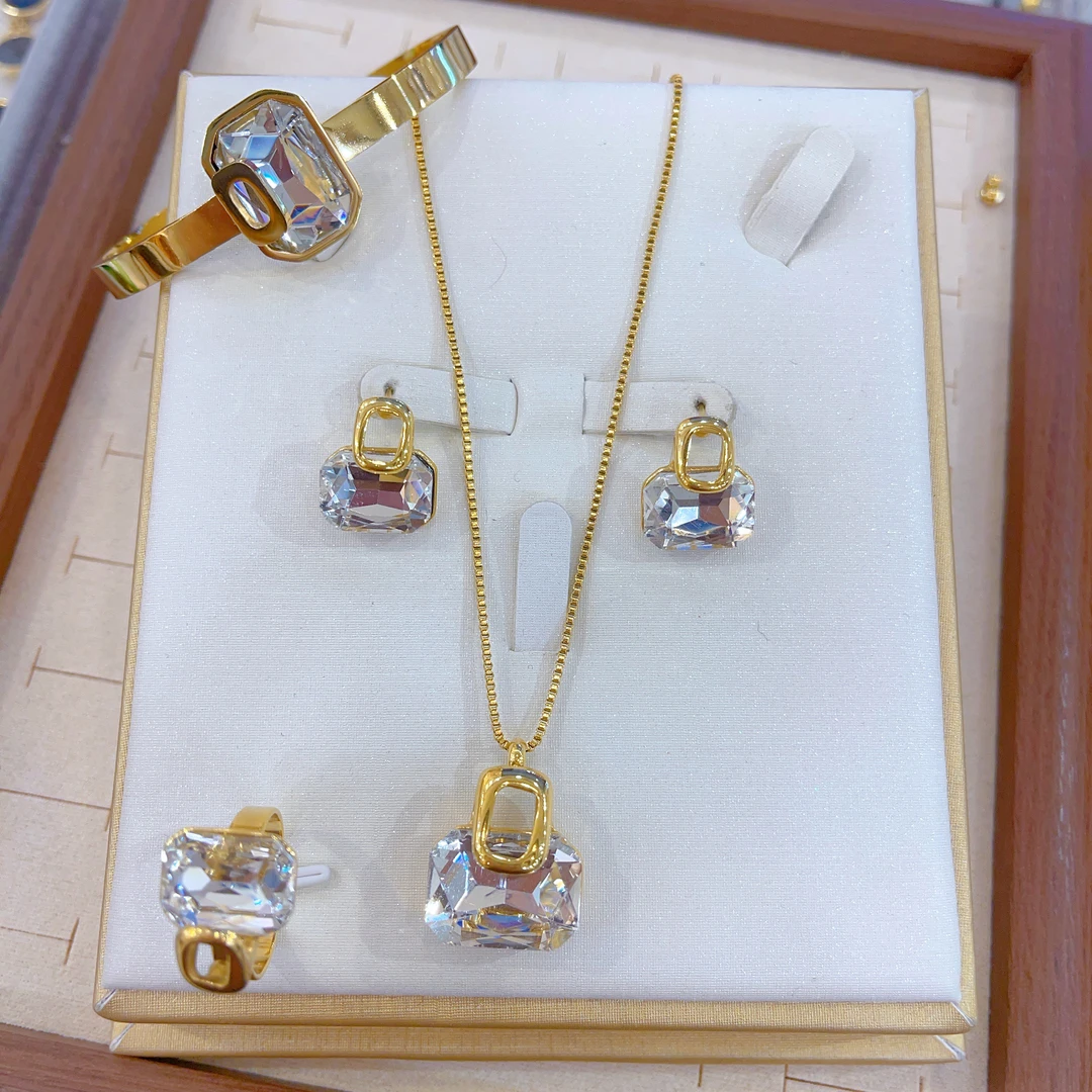 钛钢项链 1477新款四件套首饰耳环项链戒指手链爆款白搭时尚