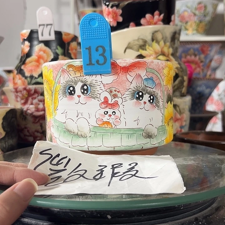 景德镇幸运花盆手绘韩式花盆
