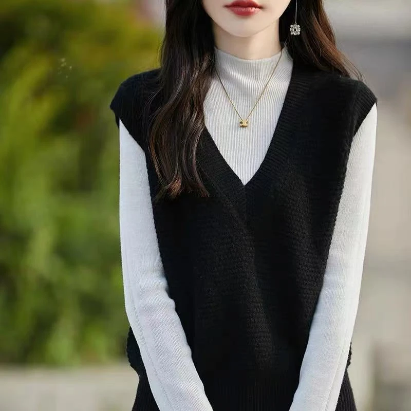 100羊毛宽松短款马甲加厚款