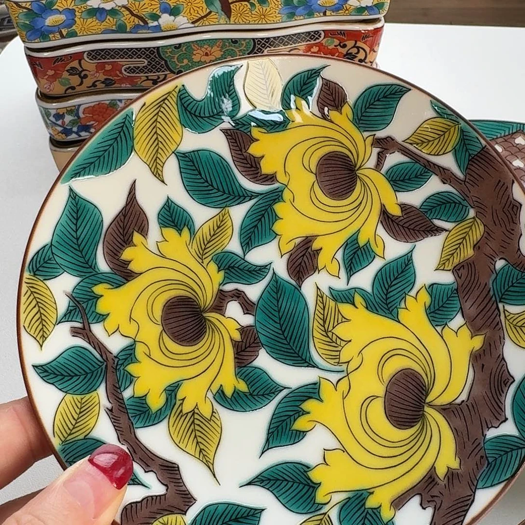 瓷片九谷烧手绘15.5厘米圆盘