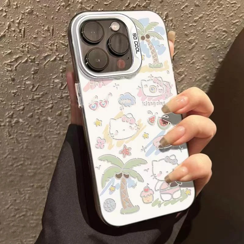 春游小新KT猫适用iPhone15苹果13手机壳11闺蜜款14promax卡通12潮