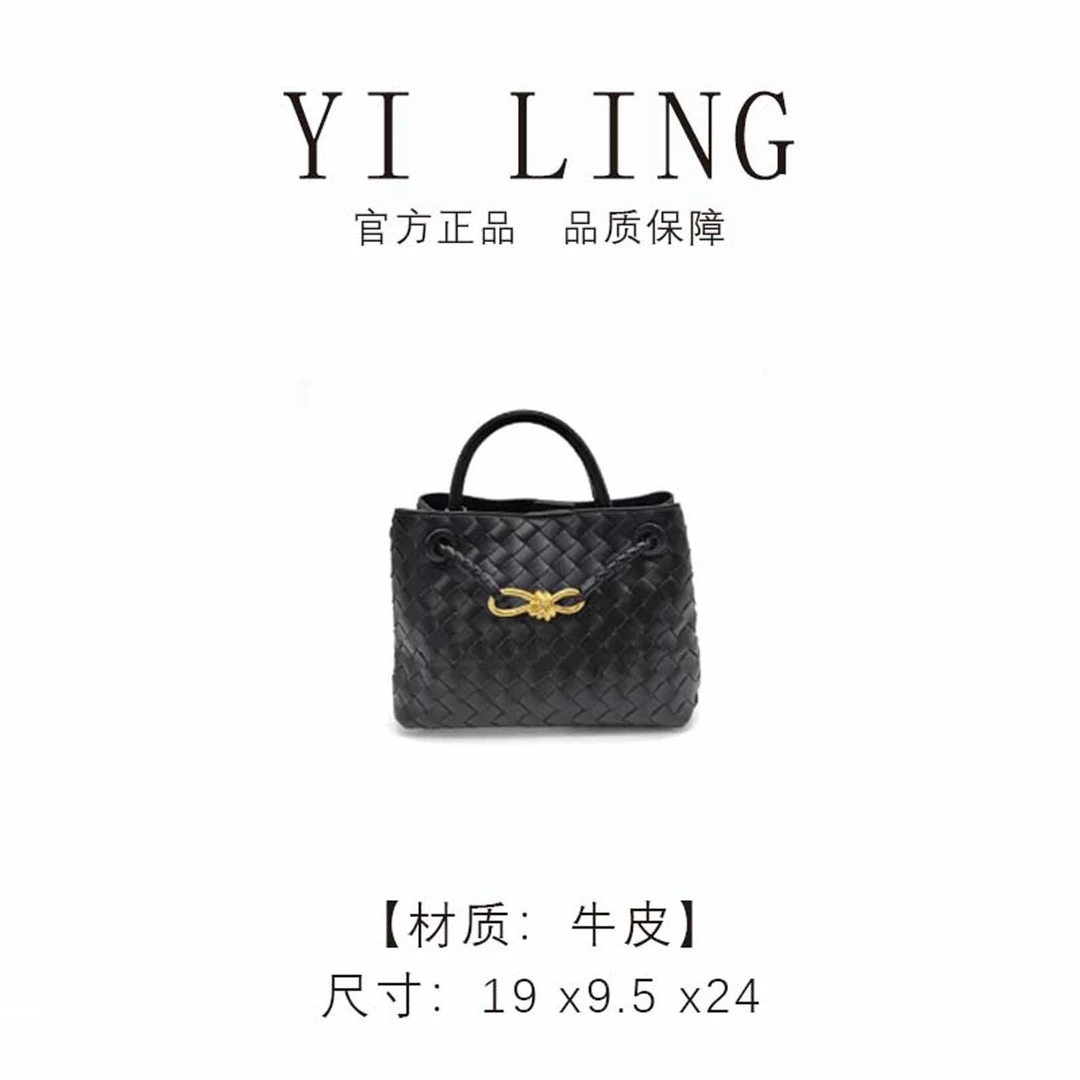 YI LING【2025新款】黑色 进口牛皮 手提斜挎包 30055