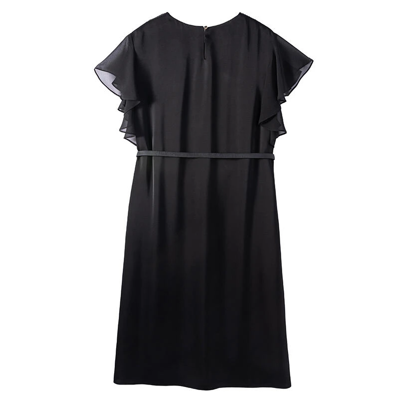 独释品牌高定款法式气质桑蚕丝中长款连衣裙DS23338