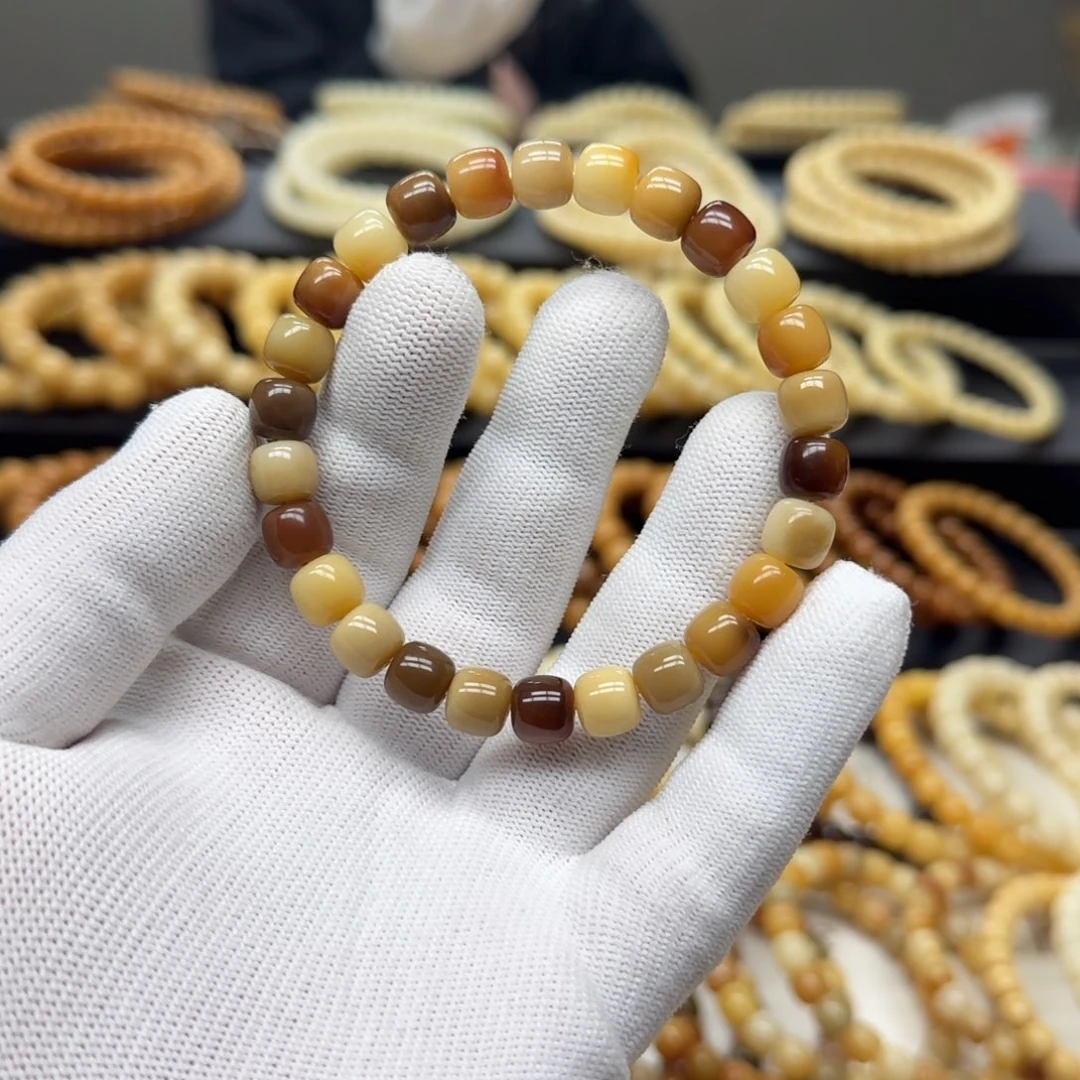 菩提根/象牙果手串8×9 5年 花皮多宝 鬼工