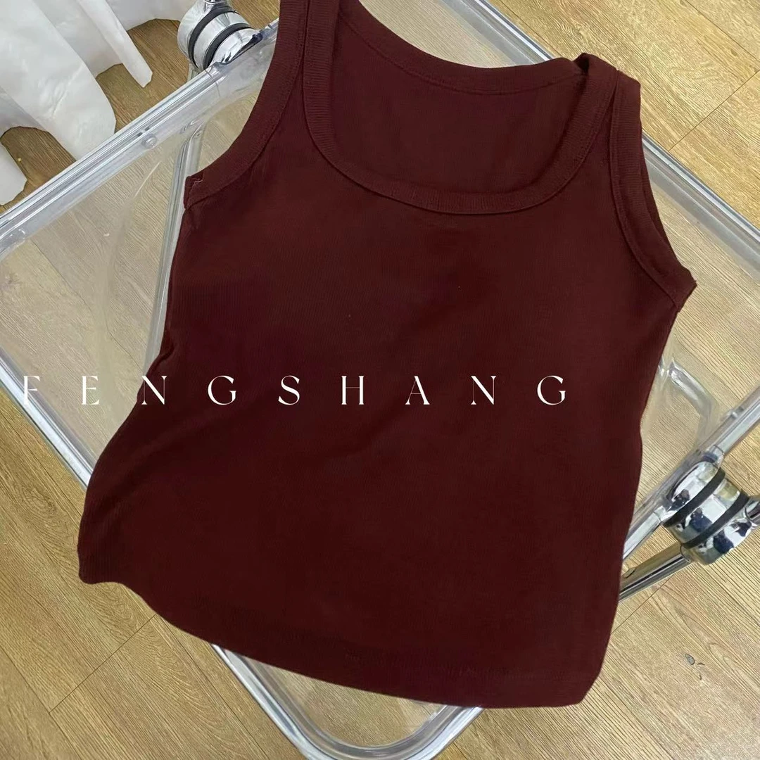 性感风修身型极简风方字领背心打底安可拉红ins百搭背心