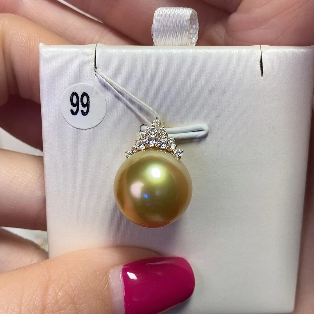 海水珍珠吊坠(不含链)18K金镶嵌