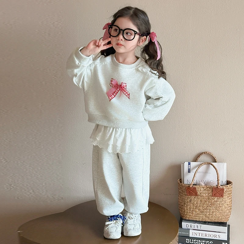 女童洋气网纱卫衣套装时髦春秋款女宝宝打底裤甜美两件套小童春装