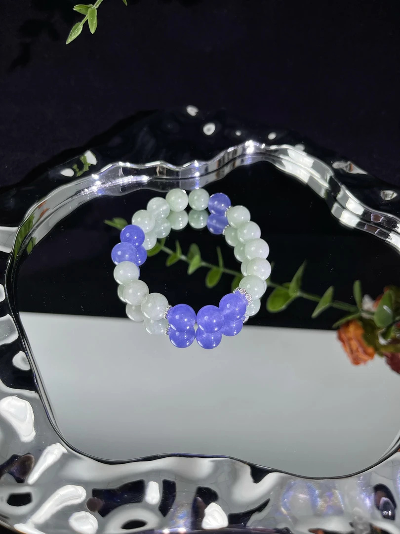 限前30单B54【星河流莹】天然水晶紫水+绿百搭时尚水晶手链10mm多样