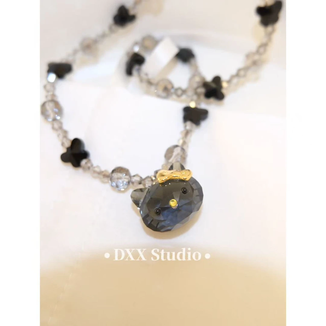 铜合金锆石项链 小众设计kitty项链48270