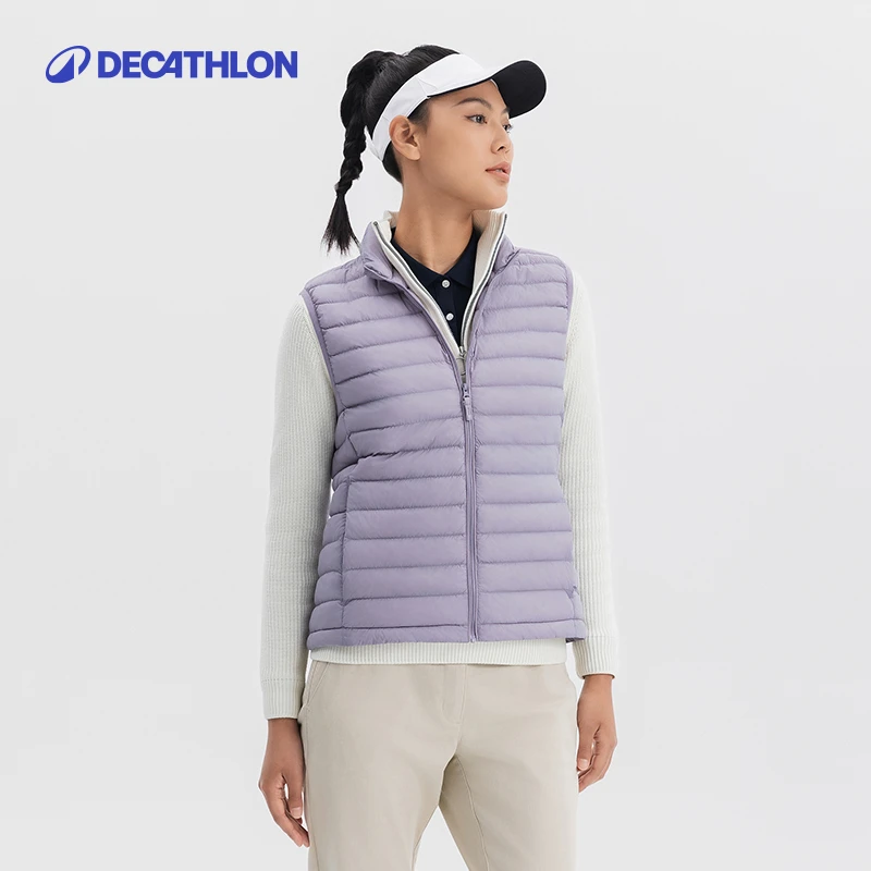 迪卡侬保暖马甲女士无袖轻便运动马甲防水高尔夫百搭背心棉348591