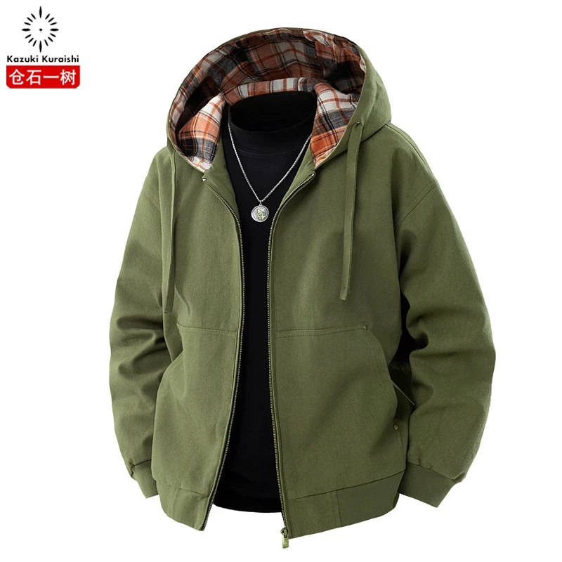 仓石一树潮流美式时尚连帽夹克男秋冬季新款宽松休闲百搭长袖外套