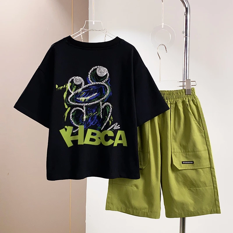 BCA【冠军代言】中大童青少年夏季休闲时尚短袖套装DF-套装3486