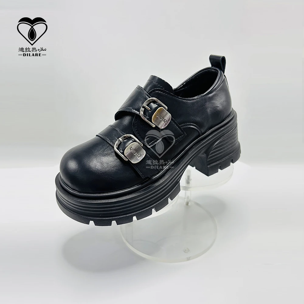 [D-014] Dilare厚底女鞋2025年新款女鞋复古英伦风系带小皮鞋