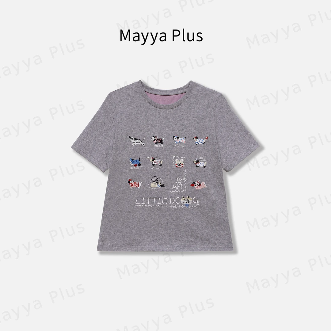 【汪汪队】Mayya Plus麦芽定制轻奢气质欧若风T恤32528118