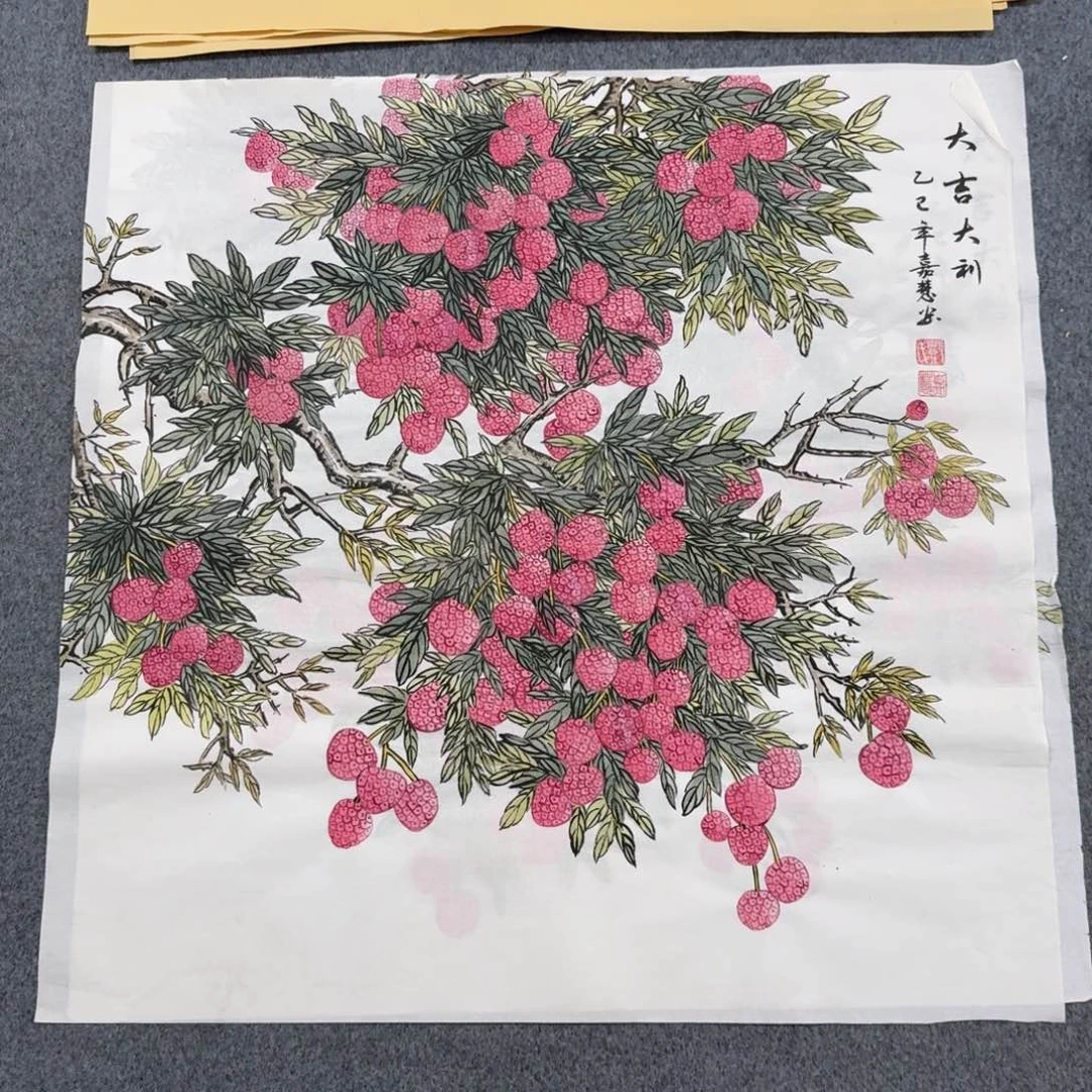国画四尺斗方70X70纯手绘作品
