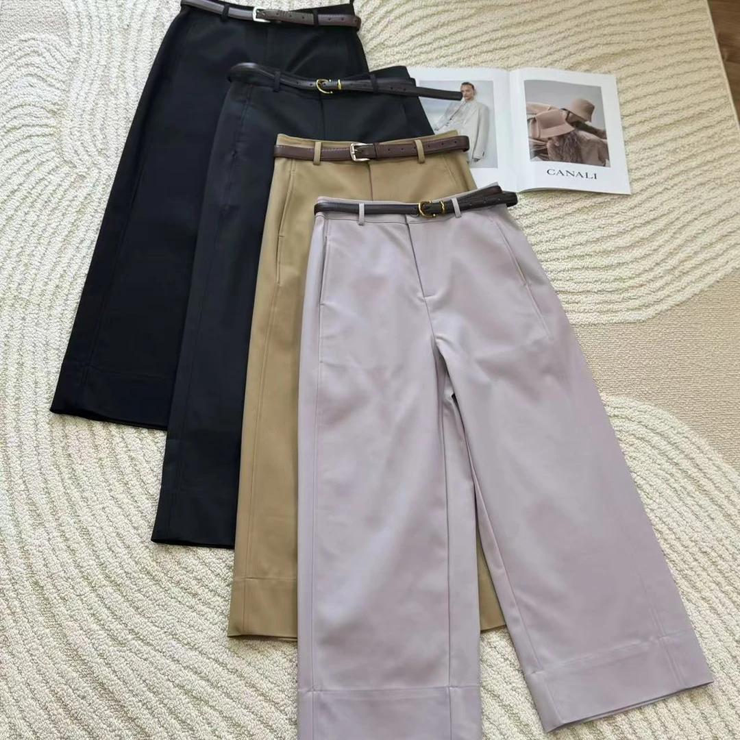 【渲渲推荐】TX-3101春季时尚气质设计师腰带款直筒裤