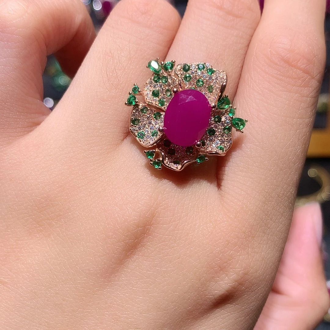 银S925镶嵌戒指红宝石