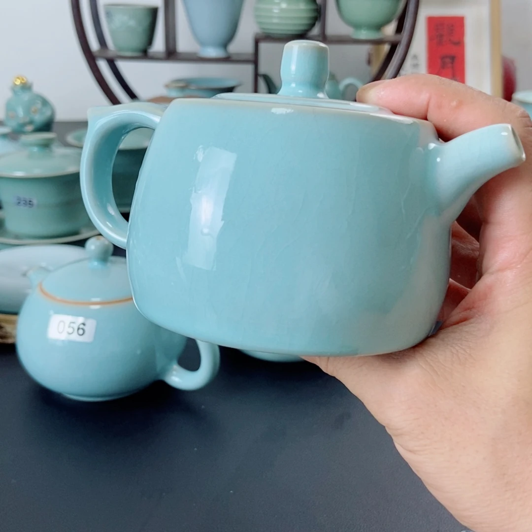 去***?一级品天青釉手工井栏壶