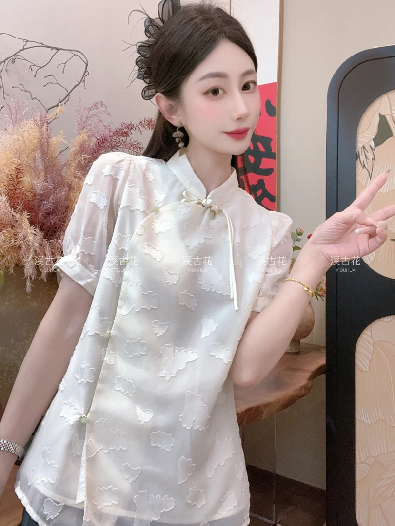 【一汀雪】2025夏季显瘦短袖百搭新中式短袖女日常T恤气质