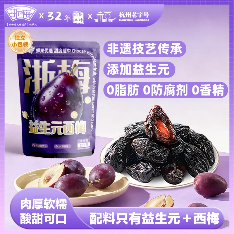 浙梅益生元西梅508g肠道轻松孕妇零食梅子蜜饯果干酸甜自营