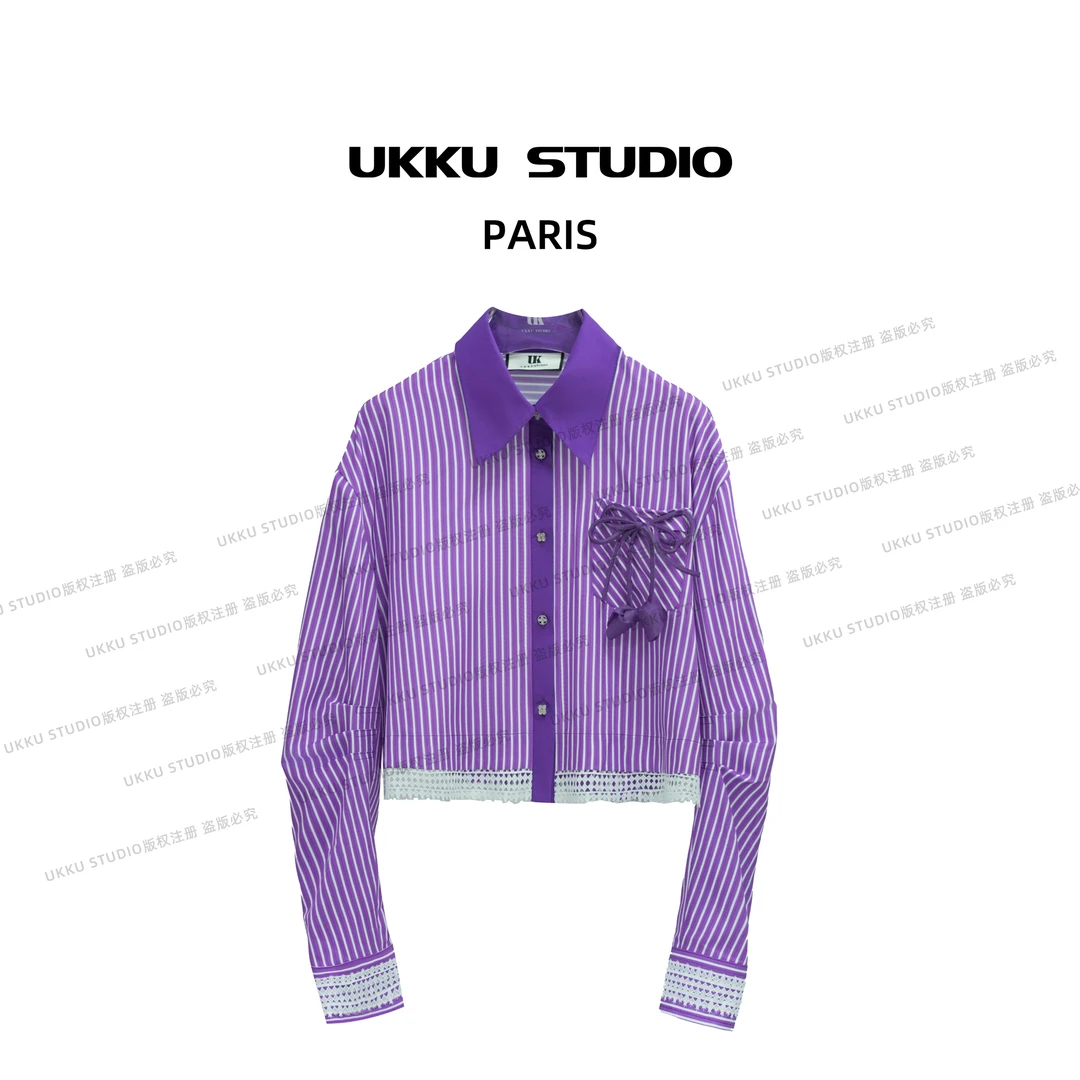 小尧【UKKUSKUDIO】新款春季长袖时尚百搭印花女士衬衫913432