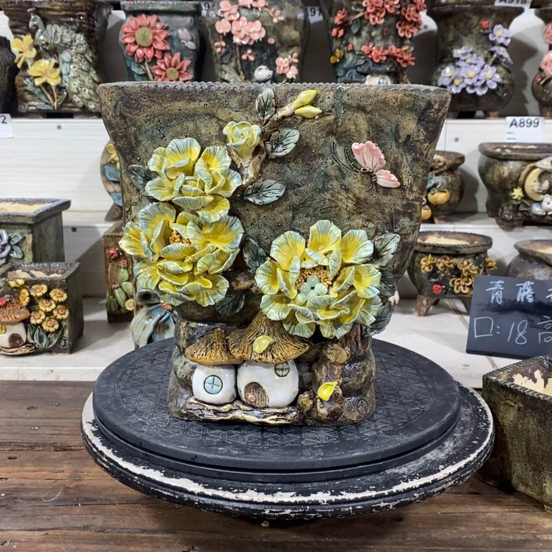 红陶青藤花器多肉花盆