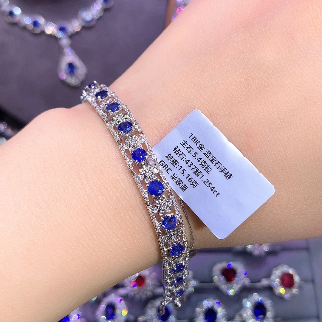 蓝宝石18K金镶嵌戒指5.4ct