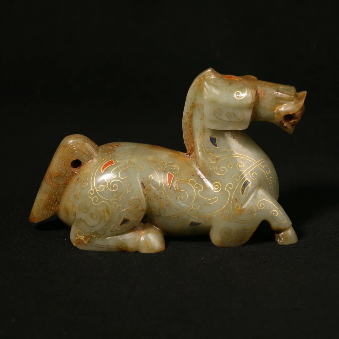 13E4   明  和田玉玉卧马摆件