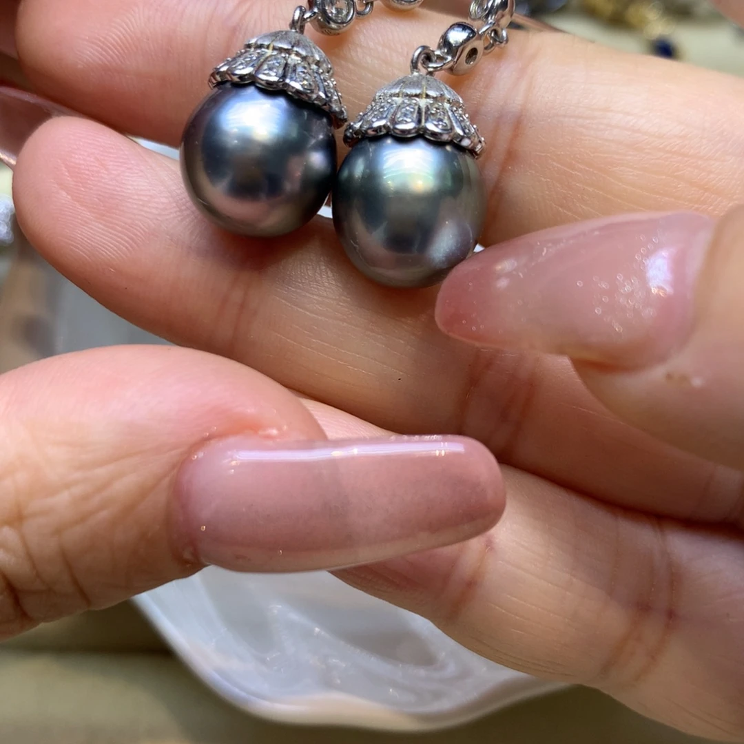 银S925镶嵌耳饰海水珍珠