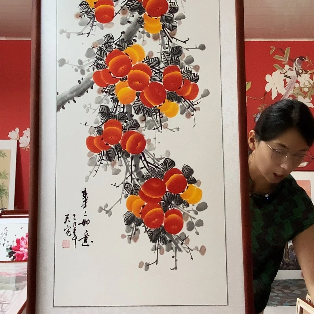国画手写手绘带框包邮62✖️122国画作品