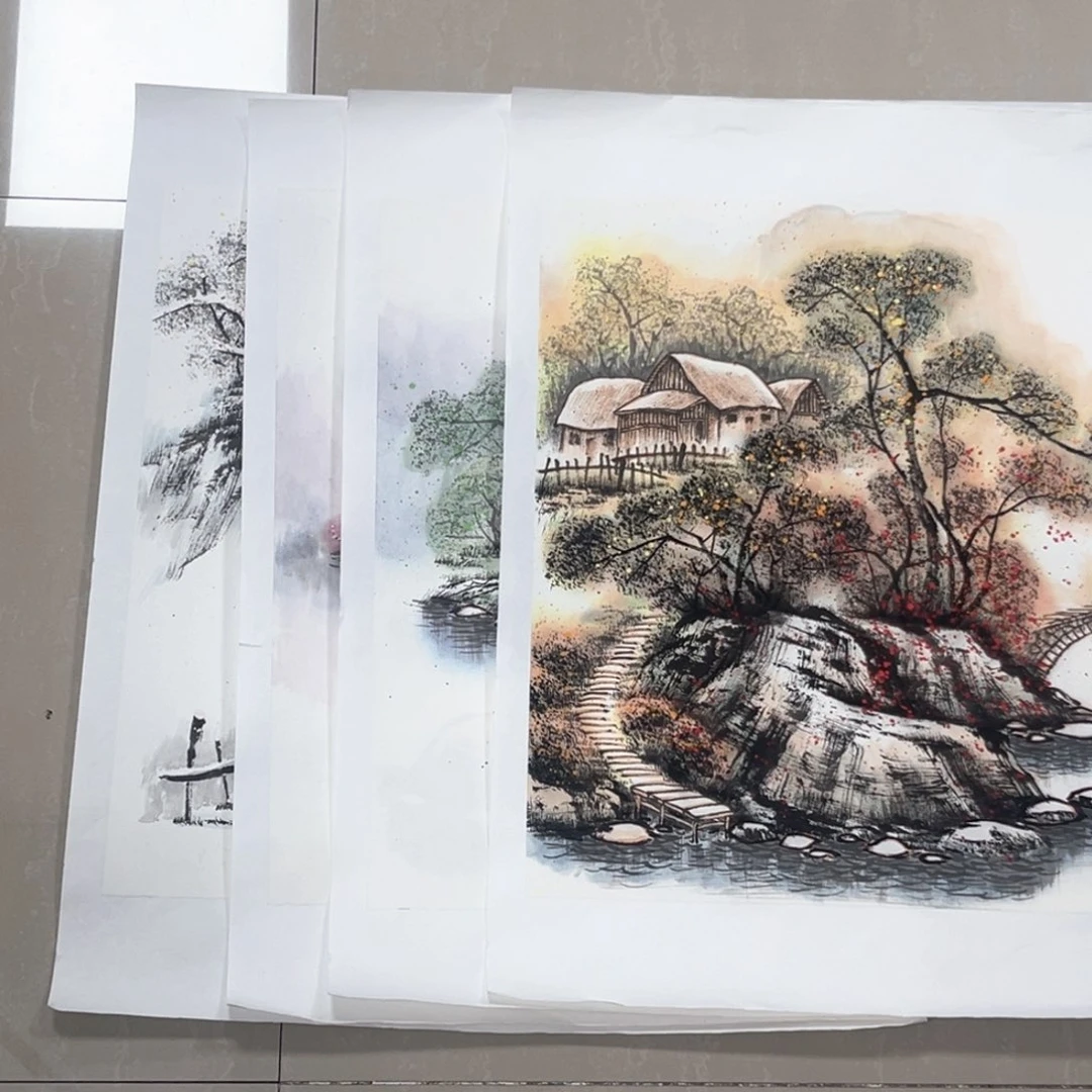 开***9国画宋志纯老师四尺三开山水作品旭4