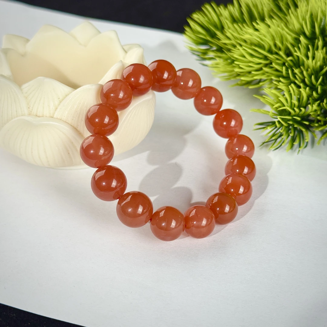 约12mm保山南红冰红圆珠手串