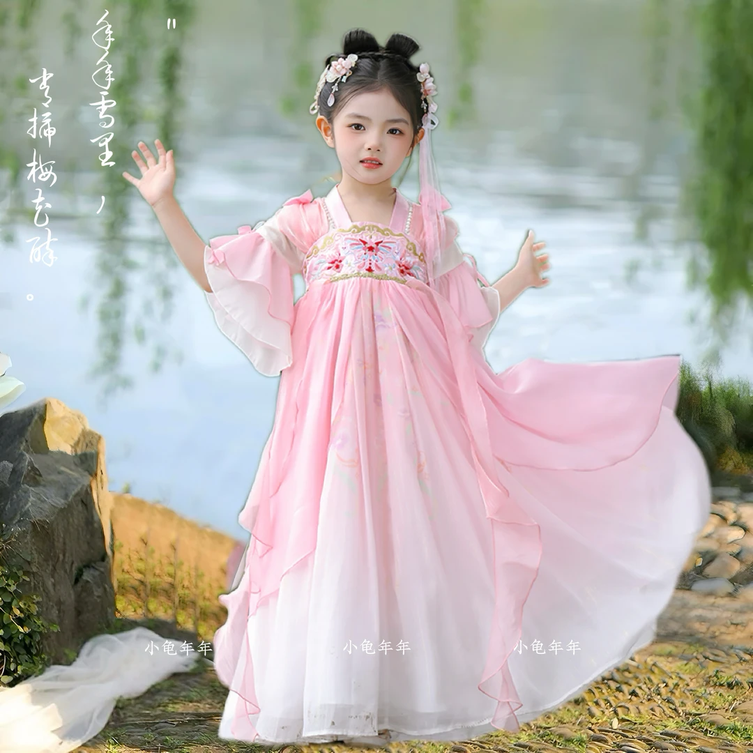 【桃夭】女童儿童汉服夏季古风中国风小女孩薄款齐胸飘逸仙气仙女演