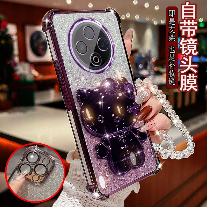 适用vivo y500手机壳四角气囊小猫支架防摔保护套镜头全包边潮流