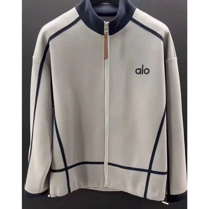 秋季男士高档立领拉链夹克时尚条纹拼色上衣简约刺绣百搭日常外套