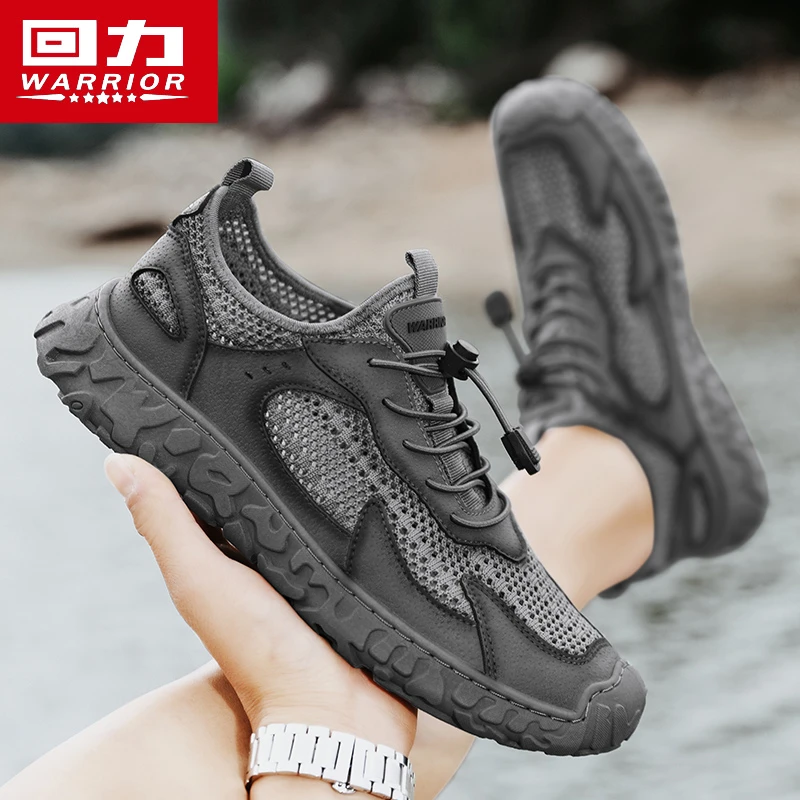 回力夏季透气男鞋飞织薄款镂空网面鞋百搭男士户外旅游休闲运动鞋