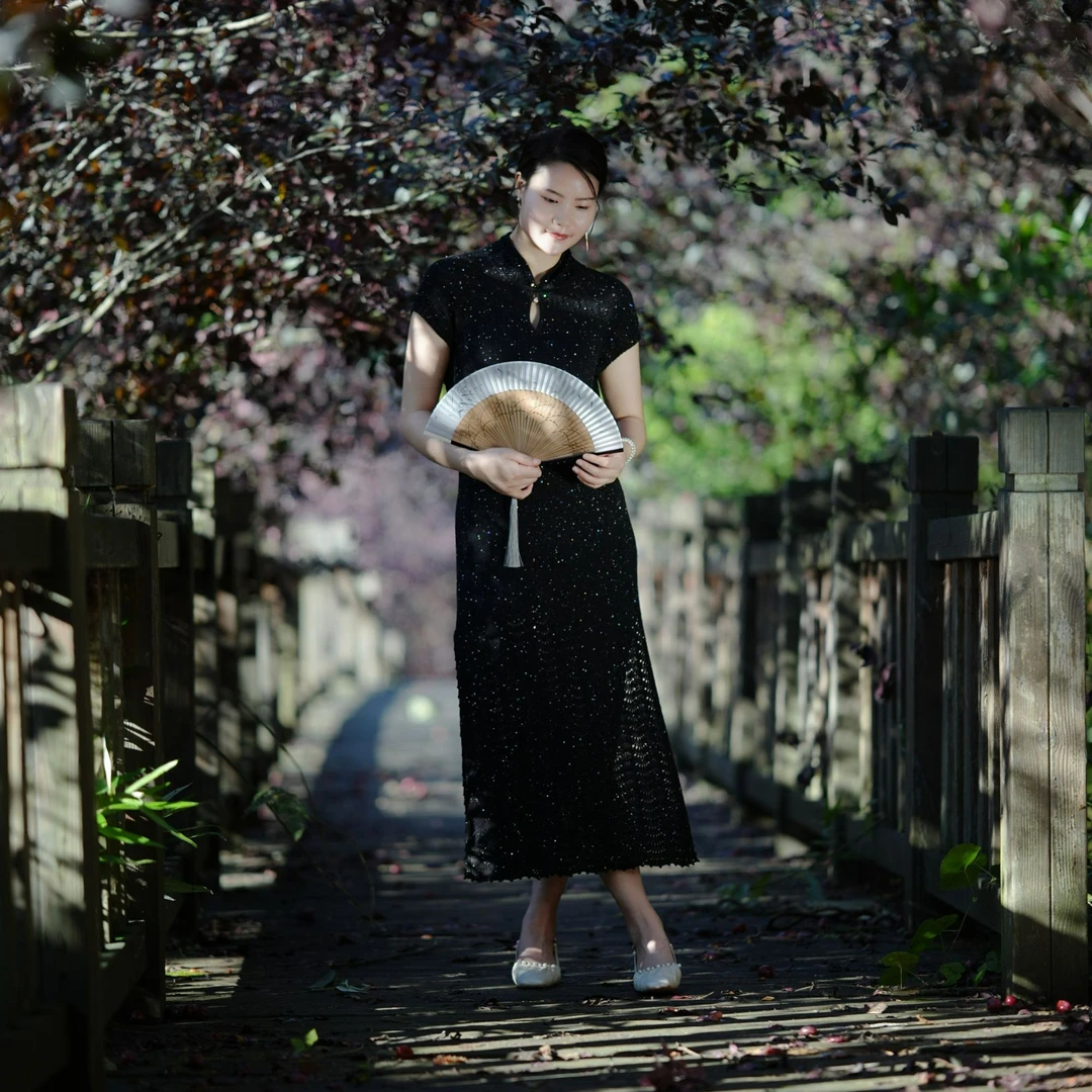 手编格格【绮梦风羽】原创设计水滴领旗袍毛衣编织手工毛衣毛线钩织