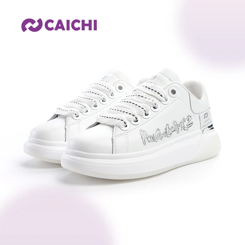 caichi运动风潮鞋厚底运动鞋纯色时尚休闲鞋鞋子工装风轻质百搭