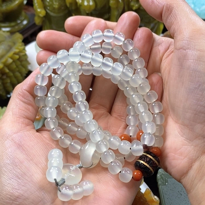蛇纹石玉手串未镶嵌开**生