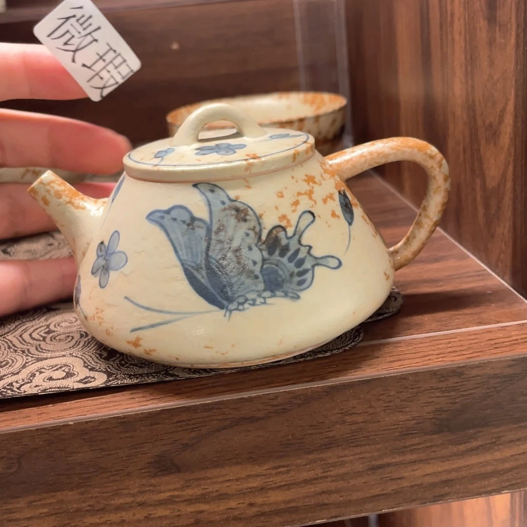 釉下手绘茶具微瑕