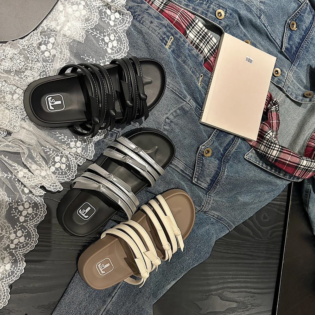 TS时尚拖鞋外穿厚底百搭休闲韩版小众软底拖鞋凉拖低帮凉鞋夏季白