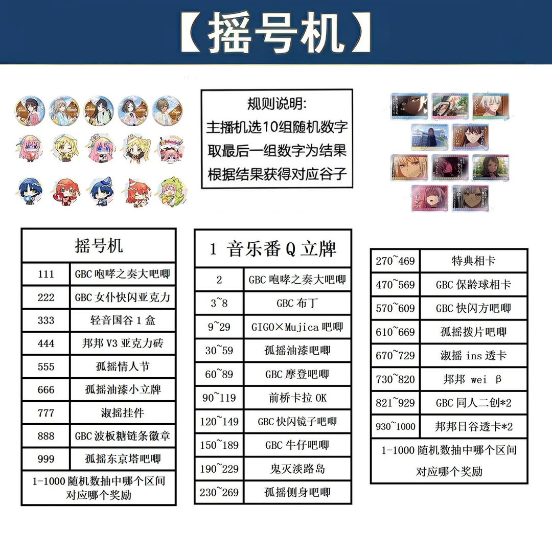 蜜蜂【摇号】GBC BanG Dream MYGO Mujica音乐番周边盲盒盲袋（代拆）