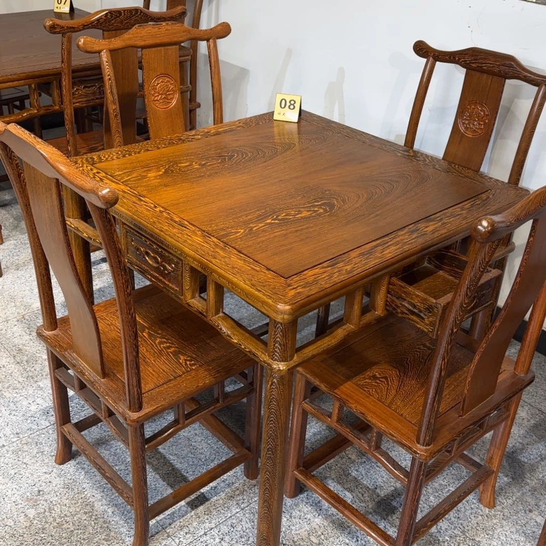 鸡翅木类成套家具90✖️90高78一桌四椅