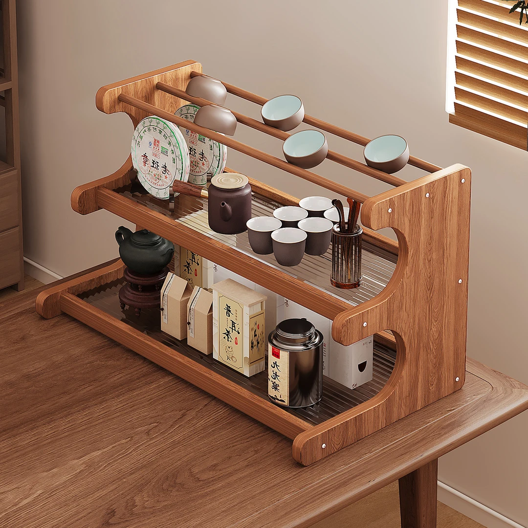 德国桌面博古架小型茶杯茶具置物架收纳层架子桌上茶台紫砂壶摆放