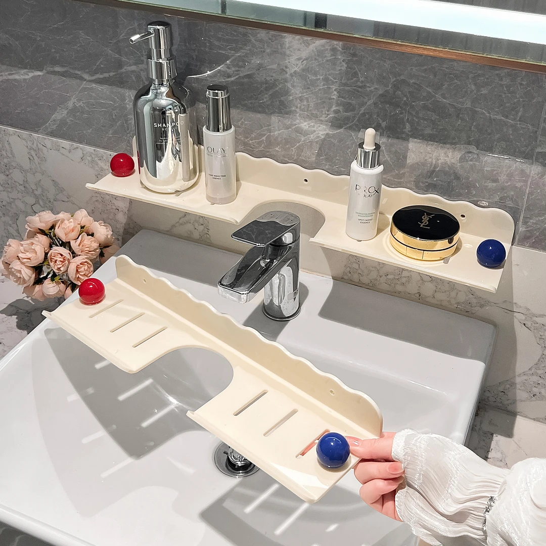 洗手台置物架卫生间洗脸盆水龙头水池洗漱台面收纳架子免打孔浴室