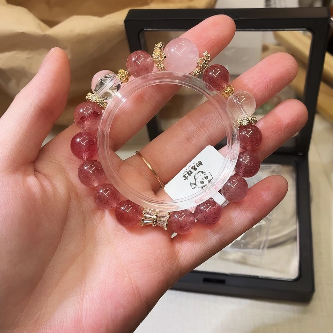 水晶手链未镶嵌粉水草莓晶
