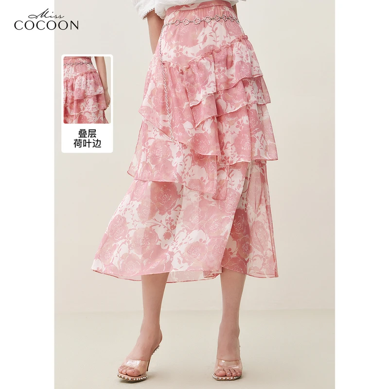 missCOCOON显裙子夏装浪漫印花半身裙女0261