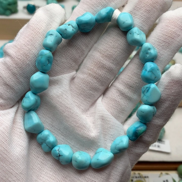 绿松石未镶嵌珠宝奇石高瓷天空蓝随行手串18.93g