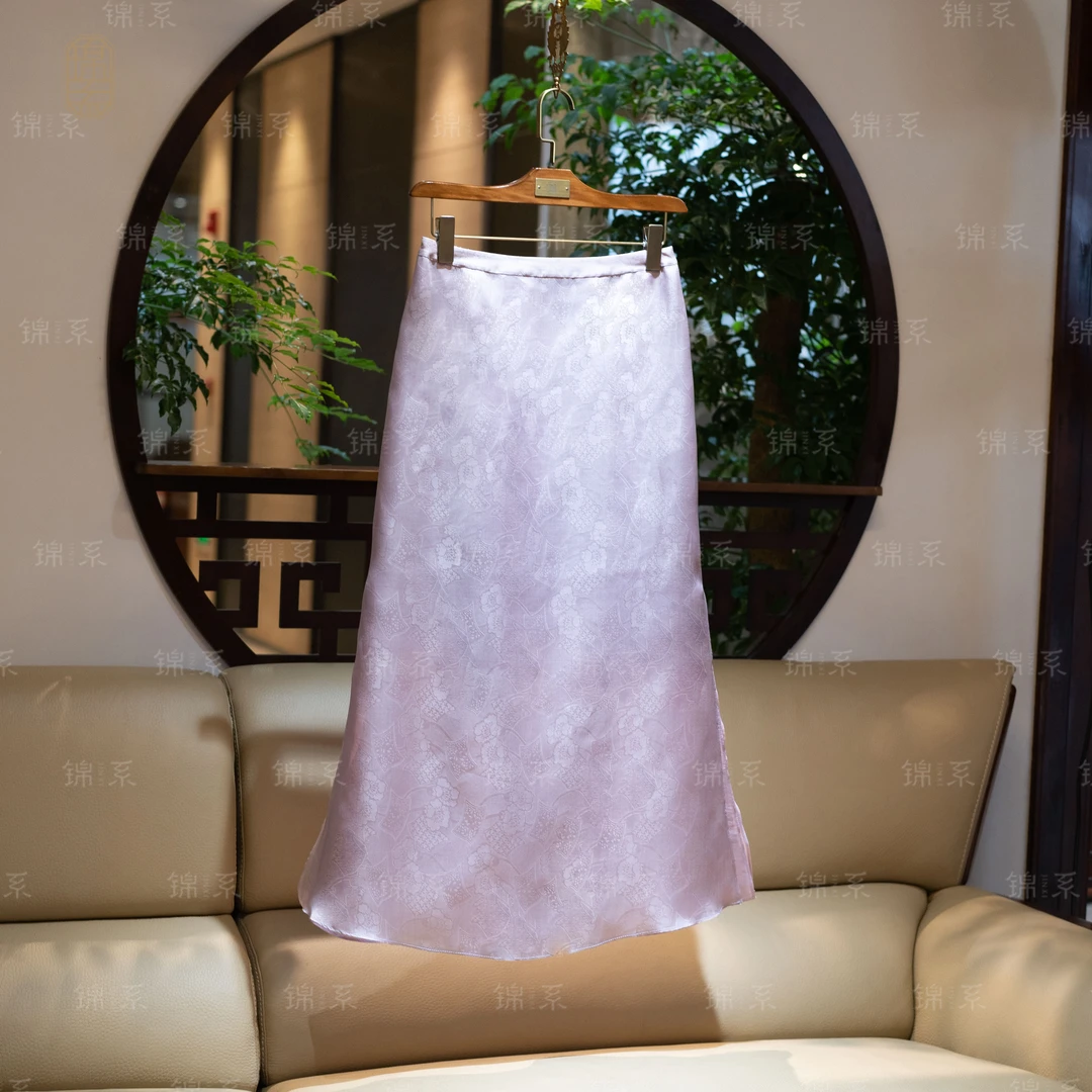 【锦系】真丝欧根纱新中式桑蚕丝后松紧腰半裙Q-36570-S3149961